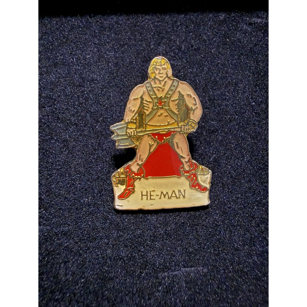 Vtg He-Man Heroic Barbarian Superhero Masters of Universe 70's Badge Pin enamel